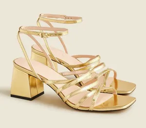 J.Crew Layne Strappy Sandals 7 Metallic Gold Wedding Guest Summer Vacay Chic thumbnail 1