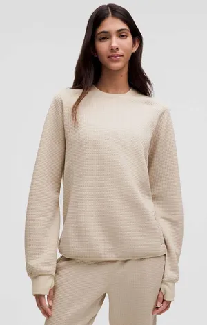 Lululemon Waffle-Knit Crewneck Long-Sleeve Shirt Mojave Tan / Bon size 8 thumbnail 1