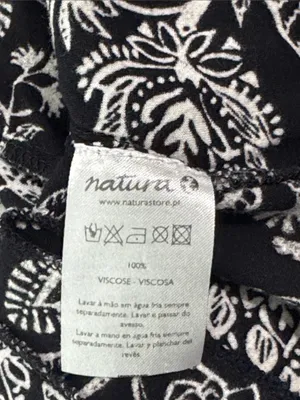 Natura Boho Black-White Floral Print Embroidered Detail Peasant Top/Tunic size M thumbnail 9