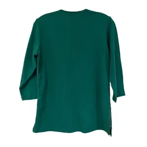 Quacker Factory Sequin V-Neck 3/4‎ Sleeve Glam Top Womens XS Green Holiday Party thumbnail 5
