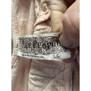 Free People Women's Peach Sleeveless Top with Embroidered Straps, Size LG thumbnail 3
