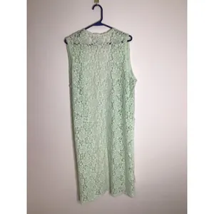 LuLaRoe Joy Lace Vest Womens L Mint Green Excellent Sheer Longline Floral Boho thumbnail 5