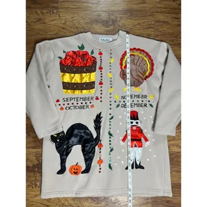 Vintage 90s Fall, Halloween, Thanksgiving & Christmas Theme Sweatshirt 1x Beige thumbnail 3