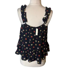 NWT Madewell silk Ruffle-Strap Cami Confetti Floral Sz 2‎ thumbnail 7