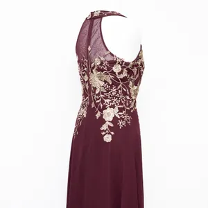 Betsy & Adam‎ - "Celeste" Long Embroidered Chiffon Gown. thumbnail 10