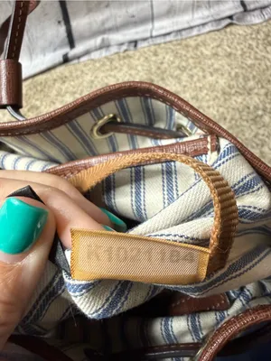 Dooney & Bourke saffiano Brown Leather Drawstring Bucket Bag thumbnail 11