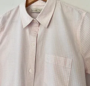 Abercrombie & Fitch Icon Button up Shirt Peach/Pink White Check Sz M Preppy Twee thumbnail 3
