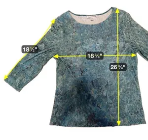 Coldwater Creek Blouse Top Boho 3/4 Sleeve Green Pattern Women's Size Large thumbnail 6