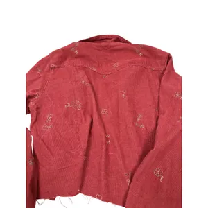 Woolrich Cropped Corduroy Jacket Embroidered Red Y2K Indie‎ Cottagecore M thumbnail 5