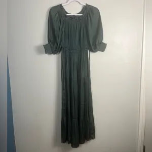 NWT MinkPink x Revolve Anya off shoulder Midi Dress in Dark teal size x-small thumbnail 2