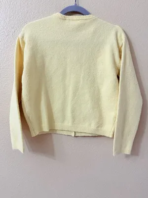 Cloth by Design Yellow Solid Knit Button Front Crew Neck Cardigan Sweater XS thumbnail 3