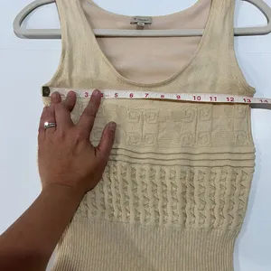 Cremieux Crochet Sleeveless Waist Band Body Con Sheath Dress Size XS Tan Beige thumbnail 7