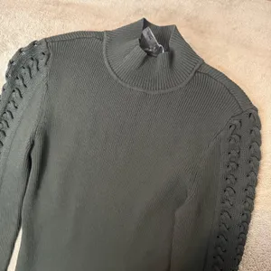 White House | Black Market Ribbed Knit Bodycon Mini Dress Womens XS Green Mock Neck Cut Out Sleeve thumbnail 5