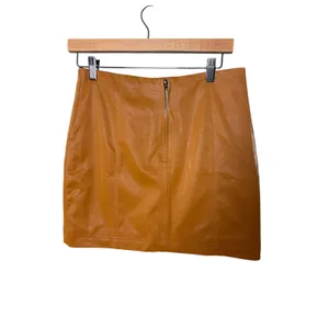 Shinestar Mini Skirt M Brown Faux Leather Panel Stitched Edgy Minimalist READ thumbnail 2