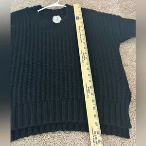 Aerie Thick Chunky Knit Black Oversized Crewneck Sweater Size XS Cozy Winter thumbnail 7