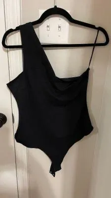 Black One Shoulder Bodysuit Size L thumbnail 1