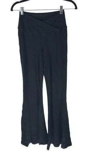 Aerie Offline By Womens High-Waisted Crossover Flare Pants Black Size L thumbnail 1