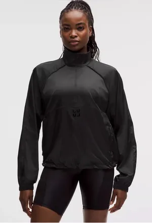 Nwt Lululemon stretch satin flocked training jacket black size small thumbnail 1