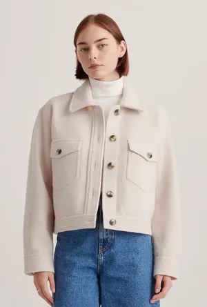 QUINCE 100% Merino Wool Cropped Shirt Jacket - please read!!! thumbnail 1
