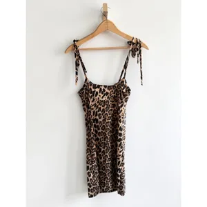 Audrey 3+1 Leopard Print Mini Dress Brown Black Tie Shoulder Medium NWOT thumbnail 2