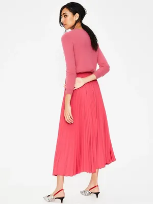 Boden • Kristen Pleated Skirt in Strawberry Shortcake Pink midi coral accordion thumbnail 14
