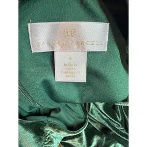 Rachel Parcell Velvet Midi Dress Emerald Green V-Neck Ruched Size Small thumbnail 6