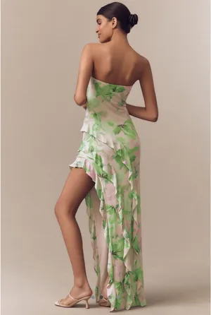 Anthropologie AFRM Siobhan Strapless Dress - Pink & Green Floral thumbnail 2