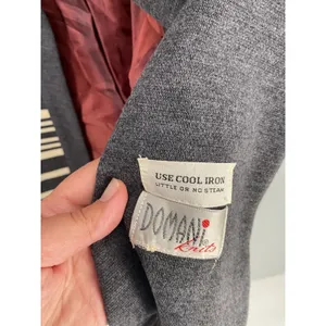 Domani Knits Womens Long Coat Striped Knit Button Front Gray Cream Large thumbnail 7