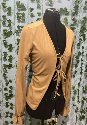 Deep beige tie cardigan Tan Size L thumbnail 2