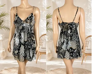 🖤 ZARA Woman Snakeskin Print Mini Dress Tie Back Adjustable Straps Sz XS🖤 thumbnail 3