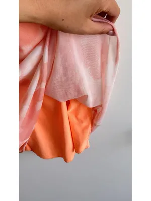 See You Monday Floral Mesh Cowl Neck Mini Dress Pink Orange Size M thumbnail 5