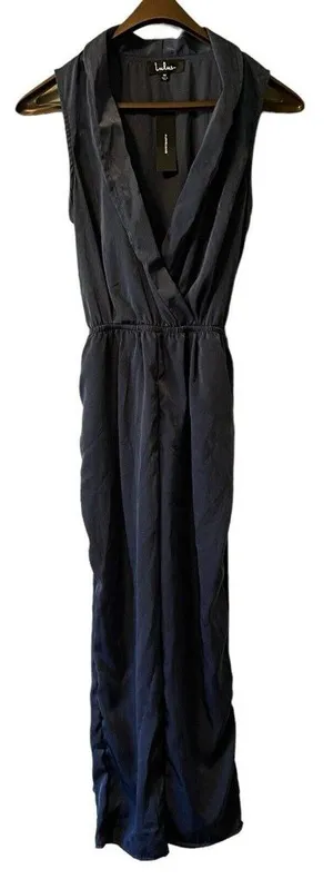 Lulus Jumpsuit Women Medium One Piece Blue Tie Modern City‎ Preppy Office NWT thumbnail 1