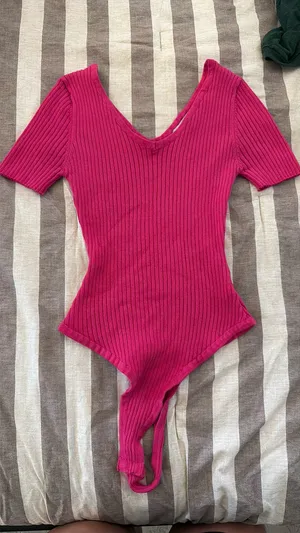 Pink Bodysuit Ribbed  thumbnail 1