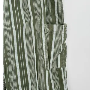 Fresh Produce‎ Green Striped Cotton Cargo Crop Capri Pants Size S Boho Indie thumbnail 3