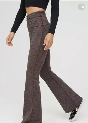 Aerie SMALL REGULAR OFFLINE By The Hugger High Waisted Foldover Flare Legging thumbnail 2
