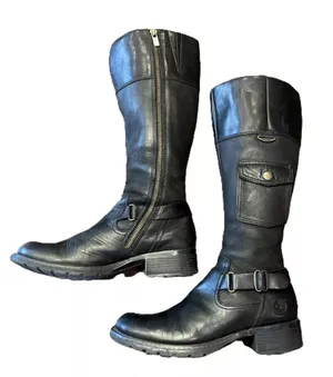 Timberland Charles St Darcy Size 7.5 Black Leather Side Pocket Riding Boots thumbnail 1