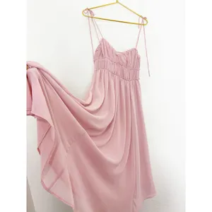 Anthropologie O.P.T Gigi Midi Dress Size Medium Pink Open Back Chiffon Wedding thumbnail 10