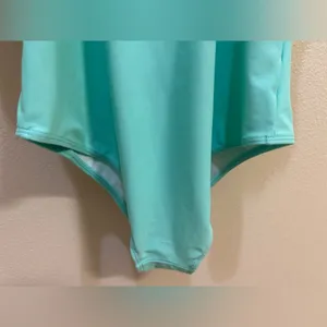 Teal One Piece Summer Ruffle Sleeve Padded Swimsuit Women's Size Medium thumbnail 6