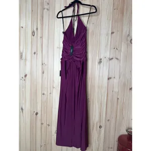 NWT Lulus Zaniya Plum Ruched Halter Maxi Dress Bridesmaid Gala Banquet Size M thumbnail 6
