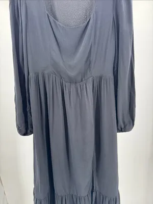 And Now This square neck Black Long-Sleeve Midi Dress slit M casual witchy thumbnail 4