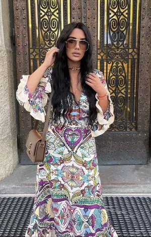 Zara Bohemian ruffled Patterned Maxi Dress casual summer vacation thumbnail 6