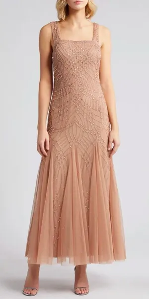 Pissarro Nights‎ Beaded Gown with Long Sleeve No Jacket Size 2 Cocktail Formal thumbnail 1