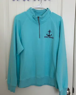 EUC‎ Blue women’s turquoise Delaware beach fleece lined quarter zip jacket large thumbnail 1