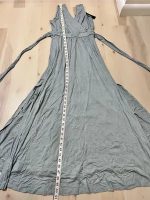 Lulus NWT Women XS Pale Dusty Blue Jersey Knit Surplice Slit Maxi Dress thumbnail 14