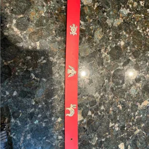 Vintage 90s Womens Silver Concho Southwestern Animals Red‎ Leather Belt 37” M thumbnail 6