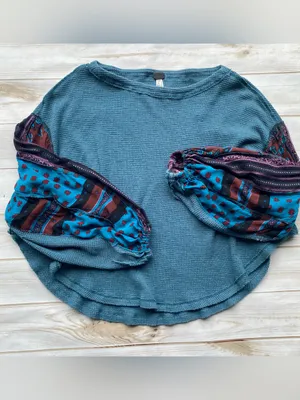 We the Free People mixed print patchwork boho hippie flowy oversized fall top thumbnail 10