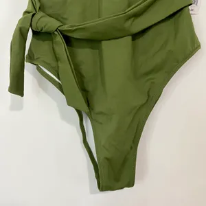 Shade & Shore Women’s One Piece Side Tie Swimsuit Green Size Medium NWT FLAW thumbnail 3