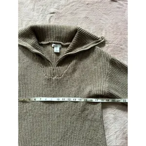 Cupcakes & Cashmere Notch Collar Sweater Dress Tan Zip‎ Shawl Size Large thumbnail 8