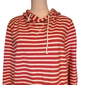 J. Crew Hoodie Pockets Red White Stripe Long Sleeve Front Pockets Relaxed SZ Lg thumbnail 3