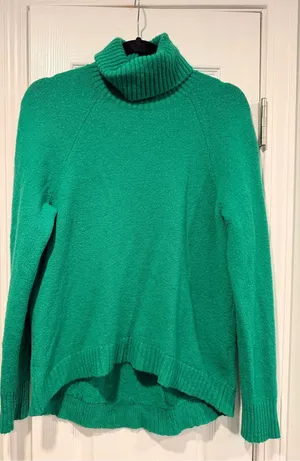J.Crew Size S Green Wool Alpaca Blend Turtleneck Sweater Oversized Tunic thumbnail 1